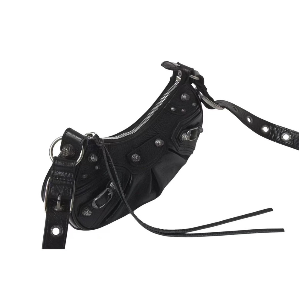 BALENCIAGA LE CAGOLE XS One Shoulder Hobo bag black leather - Picture 4 of 10